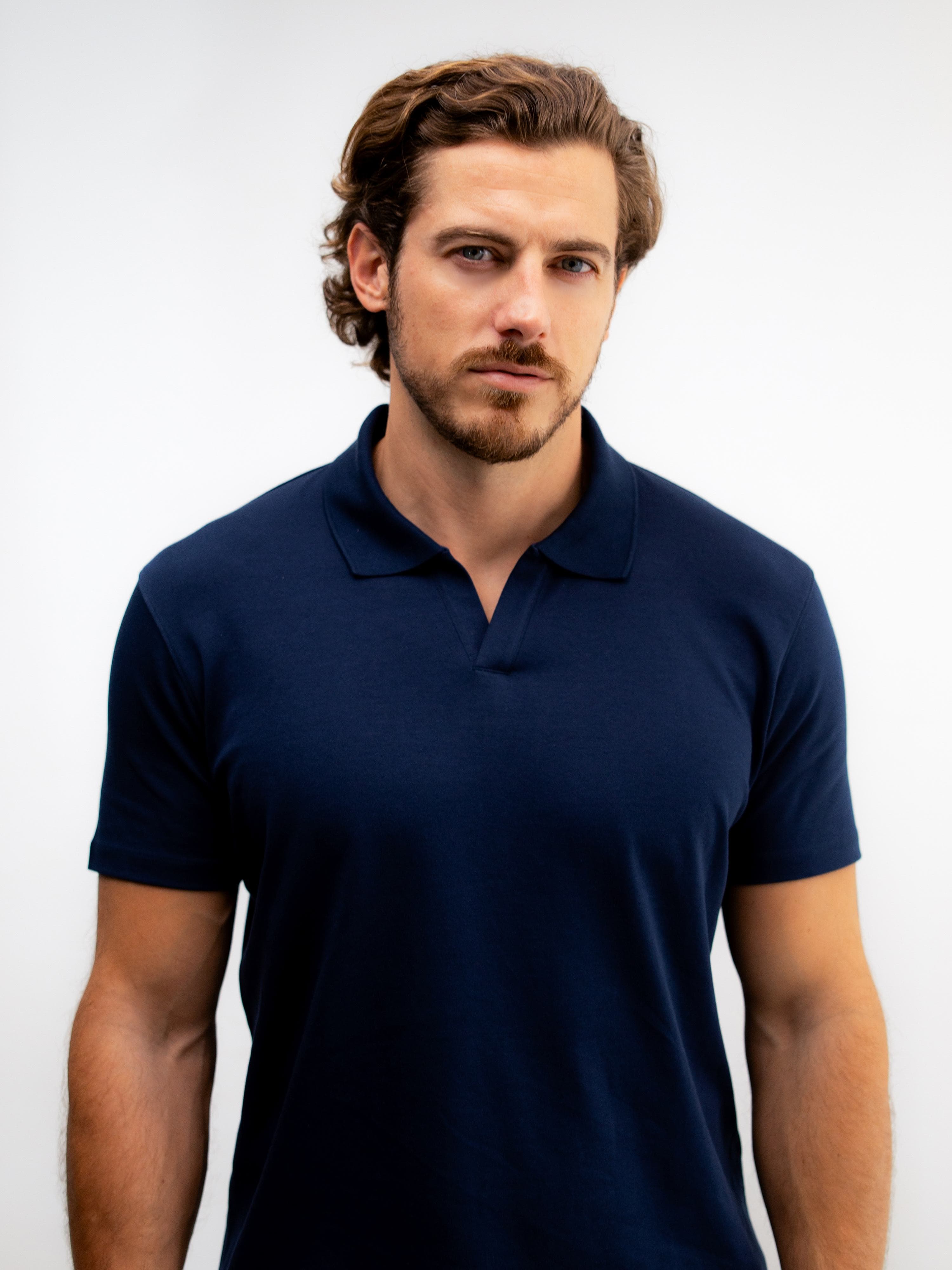 Stain-Repellent Open Collar Polo