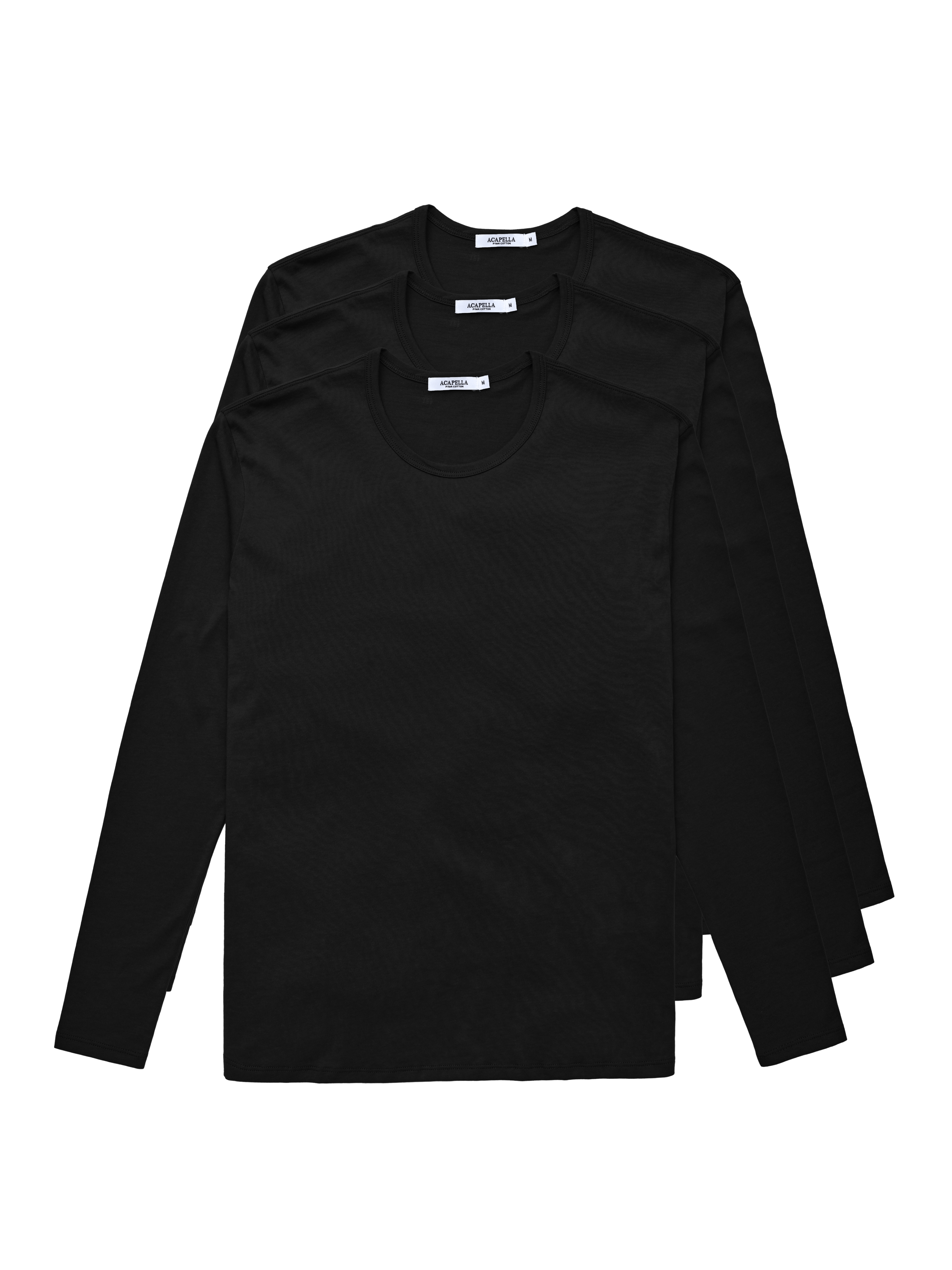 3-Pack Black LS Stain Repellent Pima - Tee