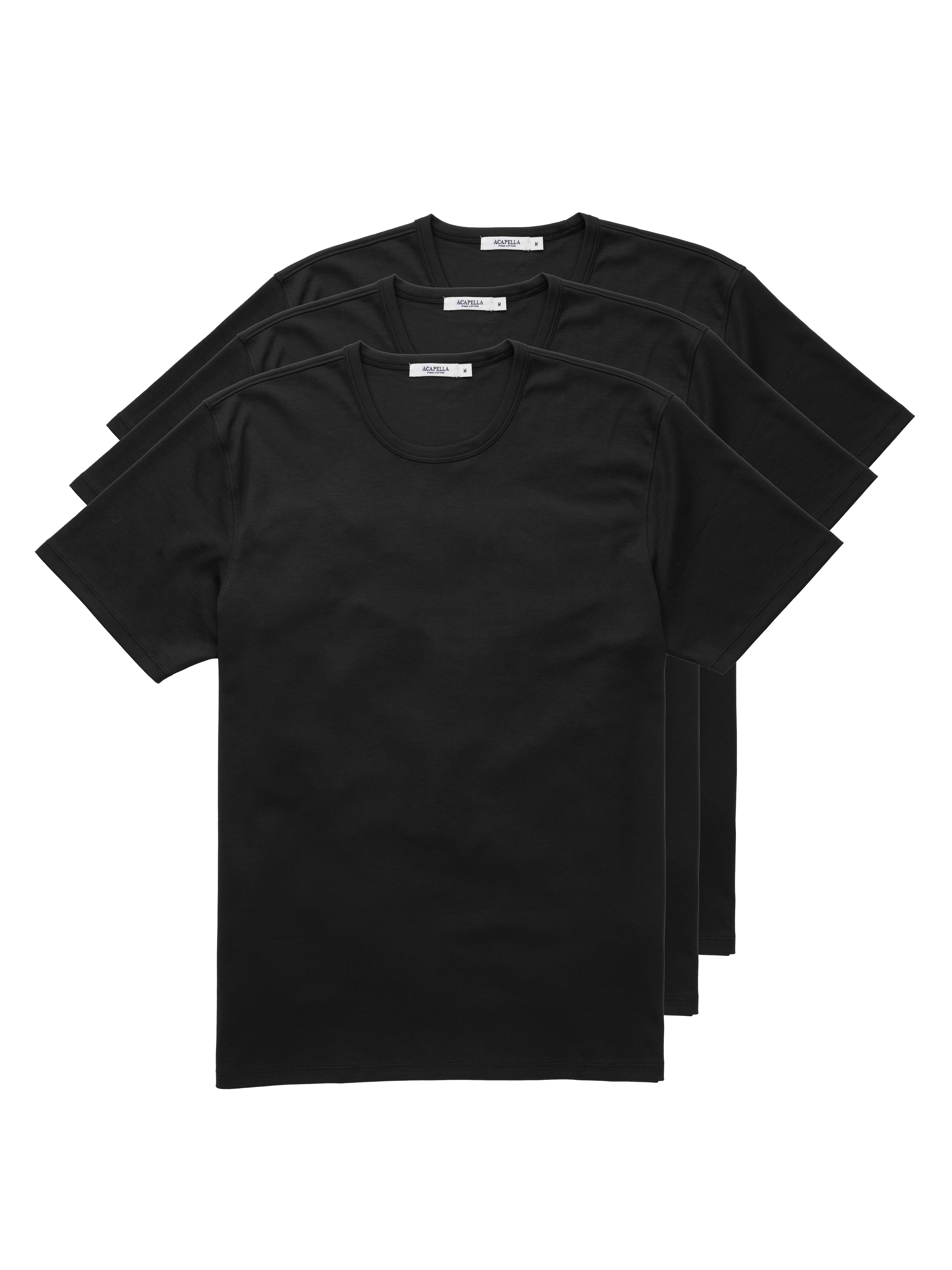 3-Pack Black Stain Repellent Pima - Tee