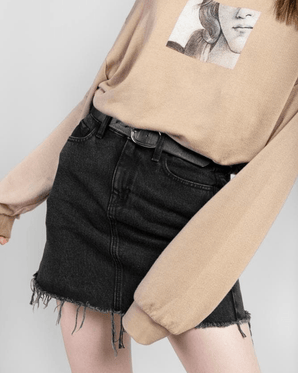 Acapella Ropa Women Skirts Falda Denim Mini Skirt Black