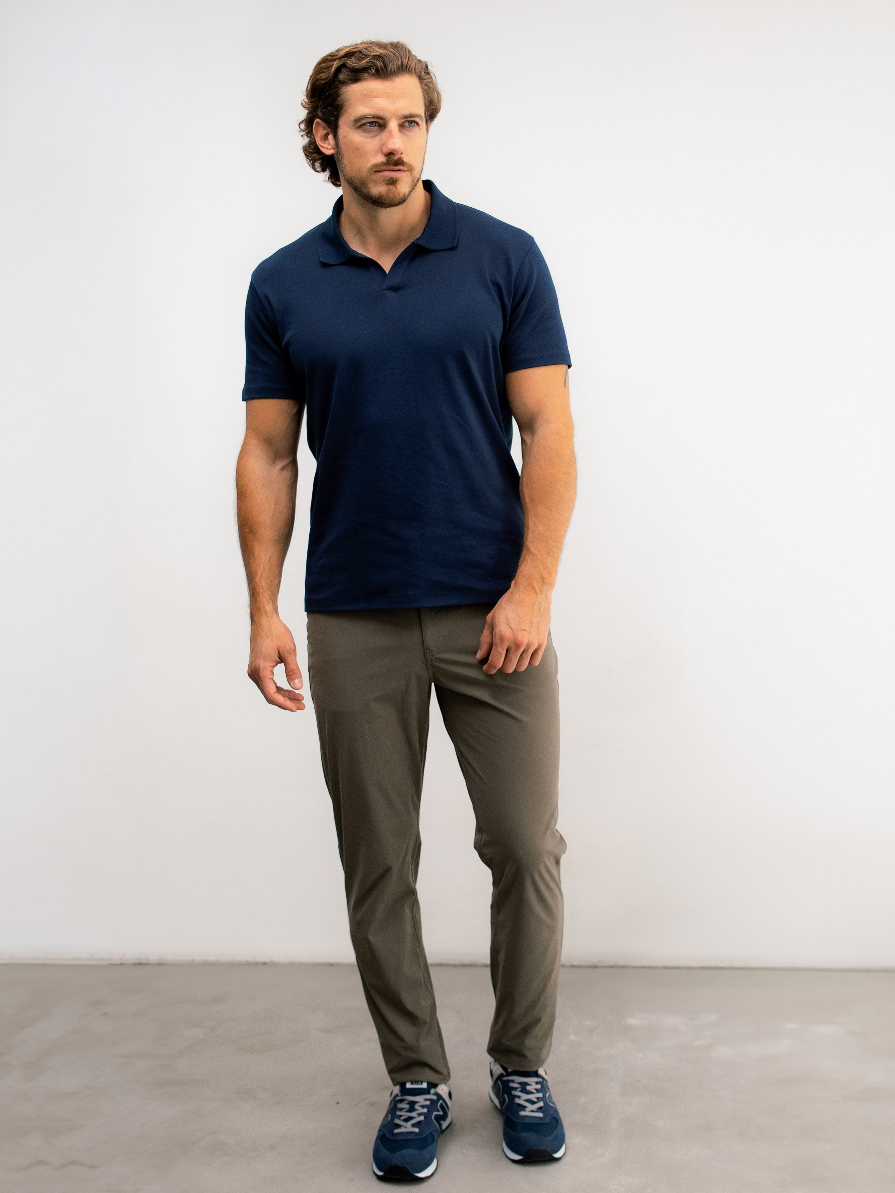 Stain-Repellent Open Collar Polo