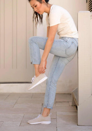 Nisolo Womens Athleisure Eco Knit Sneaker - Linen