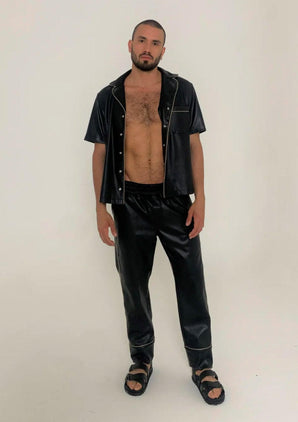 Sarelly The Sexy Shirt - Black Leather